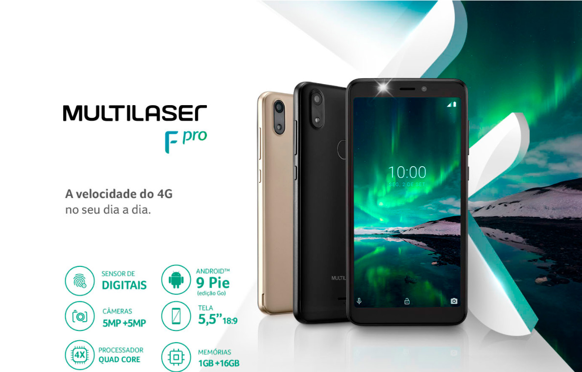 Smartphone Multilaser F Pro 4G 16GB Android 9 Dourado - P9119